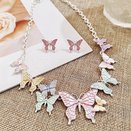 Butterfly Alloy Enamel  Necklace and Earrings Sets for Women FS-WGFD103-03-1