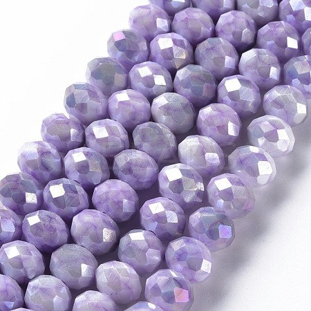 Opaque Baking Painted Glass Beads Strands EGLA-N006-006D-1