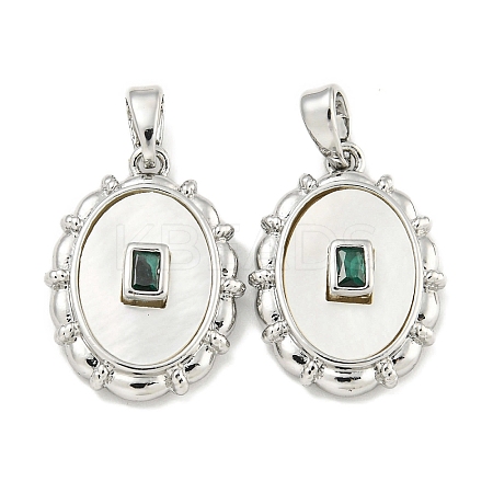Brass with Cubic Zirconia with Sea Shell Pendants KK-Q820-19P-1