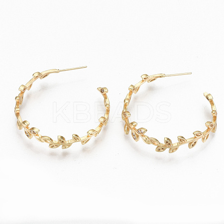 Brass Micro Pave Clear Cubic Zirconia Half Hoop Earrings KK-R117-024-NF-1
