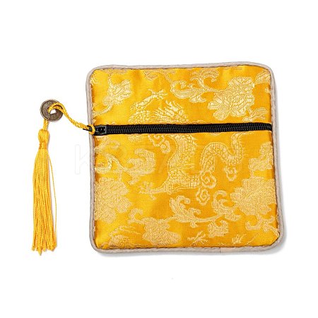 Chinese Brocade Tassel Zipper Jewelry Bag Gift Pouch ABAG-F005-02-1