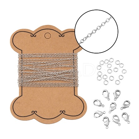 DIY 3m Oval Brass Cable Chains Necklace Making Kits DIY-FS0001-21P-1