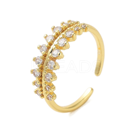 Brass Pave Cubic Zirconia Cuff Rings RJEW-U012-04G-02-1