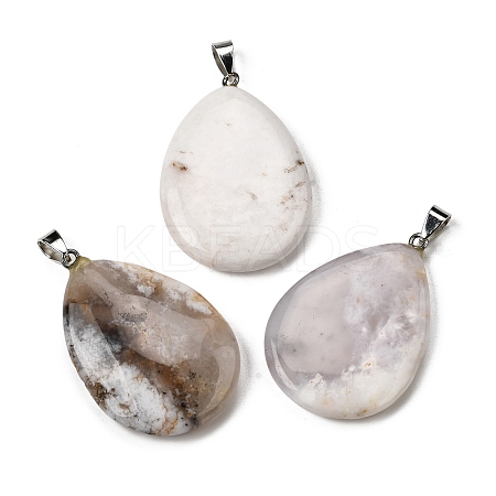 Natural White Cherry Blossom Agate Pendants G-F820-14P-17-1