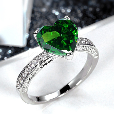 Brass Micro Pave Cubic Zirconia Finger Rings for Women FS-WGC99AF-09-1