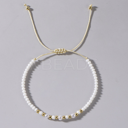 Elegant Imitation Pearl & Glass & Brass Beads Braided Bead Bracelets for Women SF9427-5-1