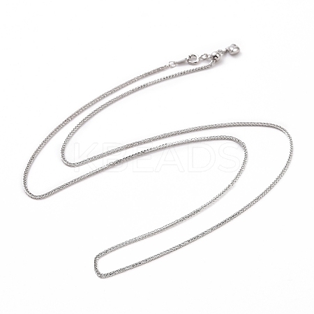 Anti-Tarnish Rhodium Plated 925 Sterling Silver Wheat Chains Necklace for Women STER-I021-02B-P-1