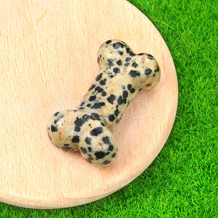 Natural Dalmatian Jasper Carved Healing Bone Figurines PW-WG39010-01-1