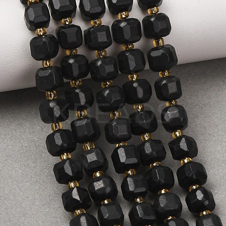 Natural Shungite Beads Strands GG-CBAC972-A14-01-1