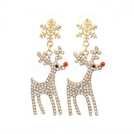 Snowflake with Deer Alloy Enamel Dangle Stud Earrings FS-WGC4262-01-1