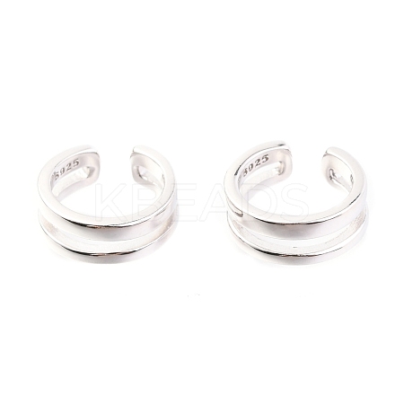 Anti-Tarnish Rhodium Plated 925 Sterling Silver Cuff Earrings EJEW-H124-07P-1