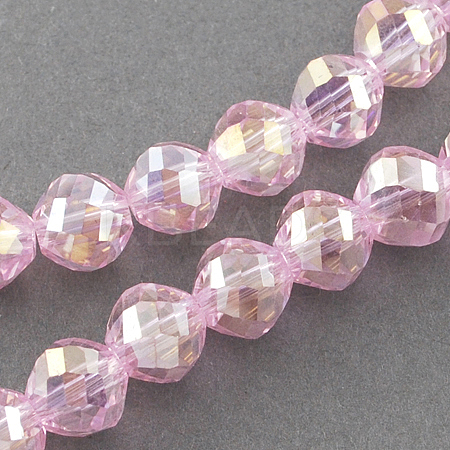 Electroplate Glass Beads Strands X-EGLA-R033-8mm-12-1
