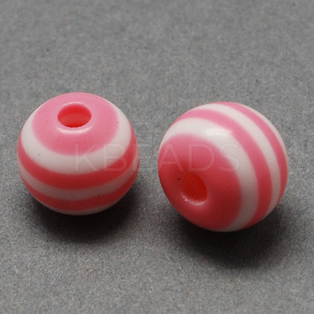 Round Striped Resin Beads X-RESI-R158-8mm-06-1