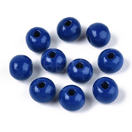 Spray Painted Round Natural Schima Wood Beads LS-WOOD-A018-8mm-17-1