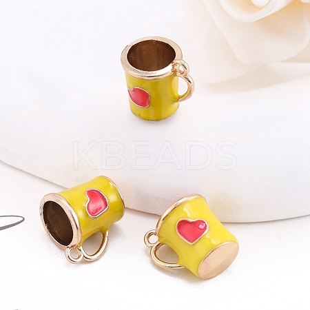 Alloy Enamel Mug Cup with Heart Miniature Ornaments LS-PW-WG9EB43-04-1