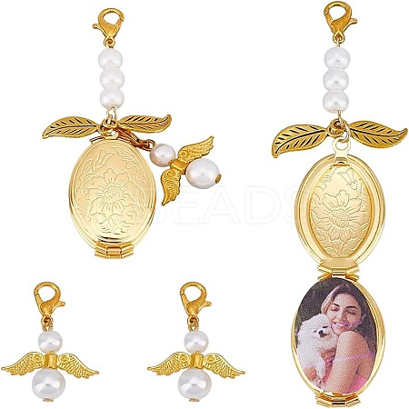 Alloy & Brass Wedding Photo Locket Pendant Decoration HJEW-WR00001-1