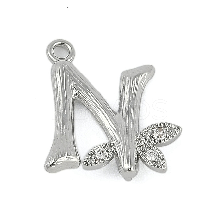 Brass Crystal Rhinestone Letter Links Connector Charms KK-S395-06P-N-1