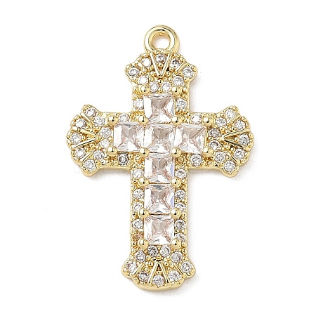 Brass Micro Pave Cubic Zirconia Pendants KK-P342-15G-02-1