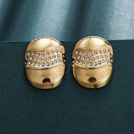 304 Stainless Steel Rhinestone Stud Earrings for Women EJEW-L296-018G-1