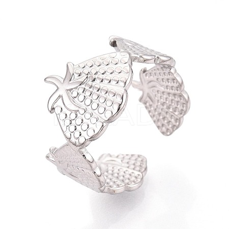 Adjustable 304 Stainless Steel Cuff Rings for Women RJEW-N052-01P-1