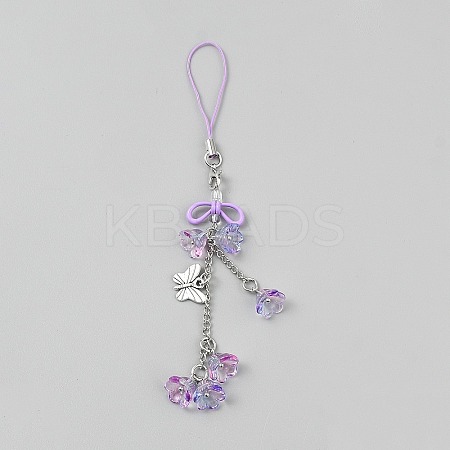 Lily of the Valley Handmade Lampwork & Alloy Butterfly Pendant Decorations HJEW-WH20021-06A-1