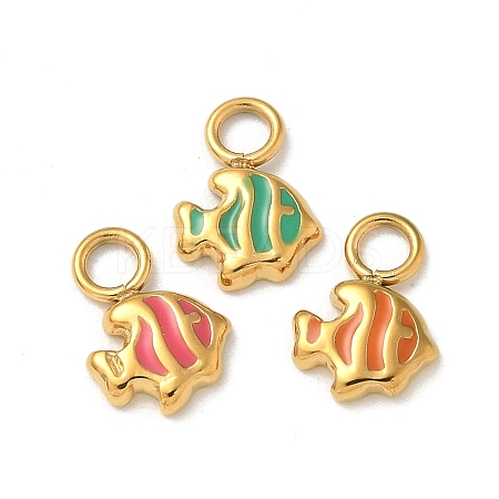 Ion Plating(IP) 304 Stainless Steel Enamel Charms STAS-G351-05G-1