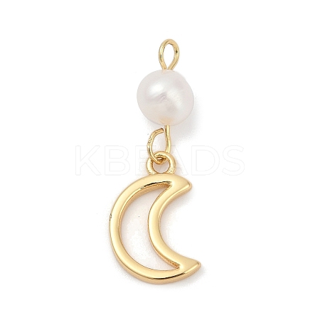 Natural Cultured Freshwater Pearl & Brass Pendants KK-U062-16G-1