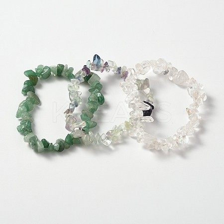 Multi-strand Gemstone Chips Stretch Bracelets X-BJEW-PH00610-04-1