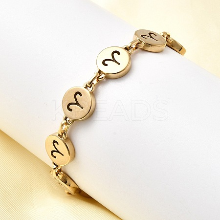 12 Constellations 304 Stainless Steel Link Chain Bracelets BJEW-I239-01G-06-1