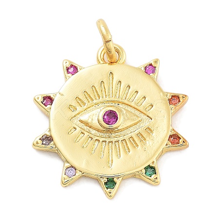 Rack Plating Brass Micro Pave Cubic Zirconia Pendants KK-Z071-77G-02-1