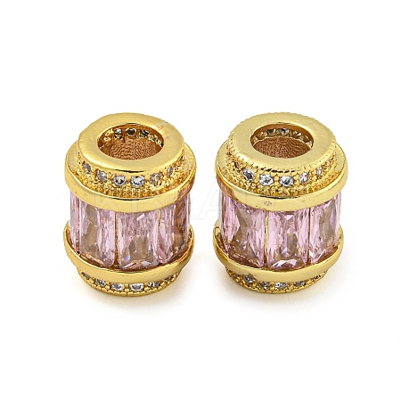 Rack Plating Brass Micro Pave Cubic Zirconia European Beads LS-KK-F089-31G-02-1