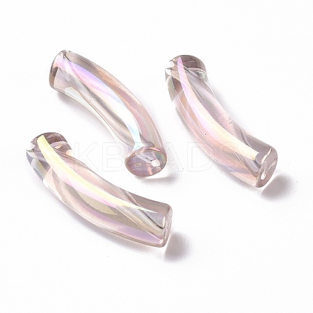 UV Plating Transparent Rainbow Iridescent Acrylic Beads OACR-A016-01L-1