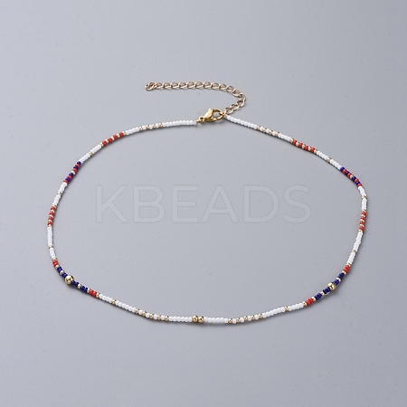 Seed Beaded Necklaces NJEW-JN02659-03-1