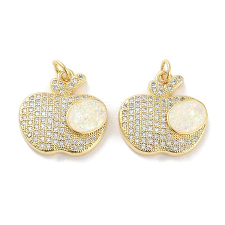 Brass Micro Pave Clear Cubic Zirconia Pendants KK-L213-042G-02-1