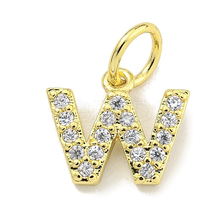 Letter Brass Micro Pave Clear Cubic Zirconia Pendants KK-K354-06G-W-1