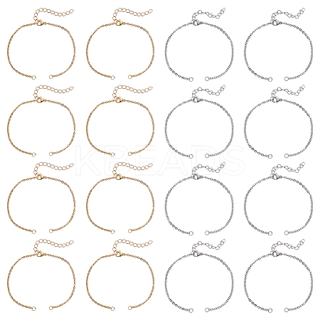 32Pcs 2 Colors 304 Stainless Steel Cable Chain Bracelet Making MAK-ME0001-11-1