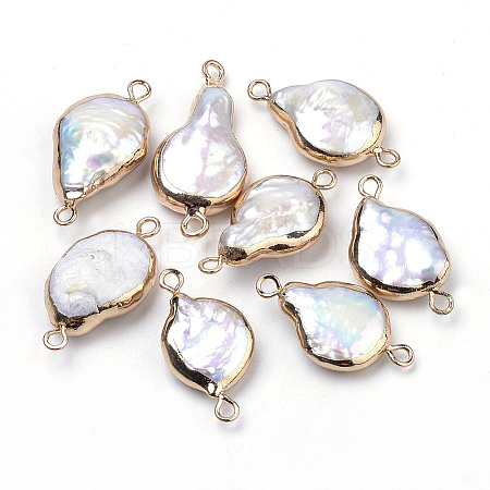 Plated Natural Baroque Pearl Keshi Pearl Links connectors LS-PEAR-S012-01-1