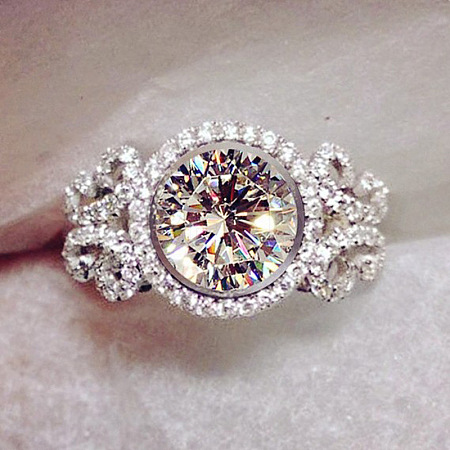 Flat Round Brass Micro Pave Clear Cubic Zirconia Finger Rings for Women FS-WG22049-01-1