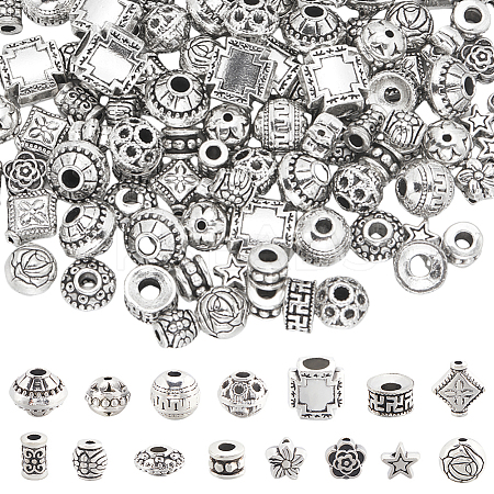 150Pcs 15 Styles Tibetan Style Alloy Beads FIND-SC0009-56-1