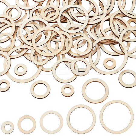 200Pcs 5 Styles Laser Cut Wood Shapes WOOD-SP0001-18-1