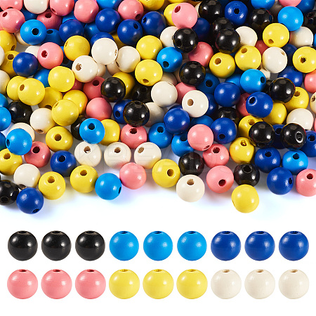 240Pcs 6 Colors Natural Wooden Beads WOOD-TA0002-74B-1