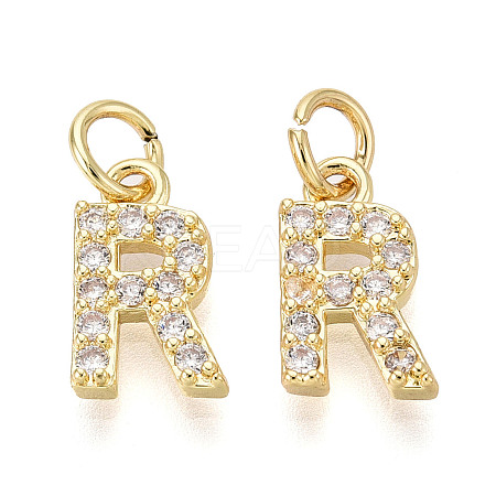 Brass Micro Pave Clear Cubic Zirconia Charms KK-N241-001R-1