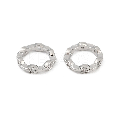 Brass Clear Cubic Zirconia Bead Frame KK-D375-33P-1