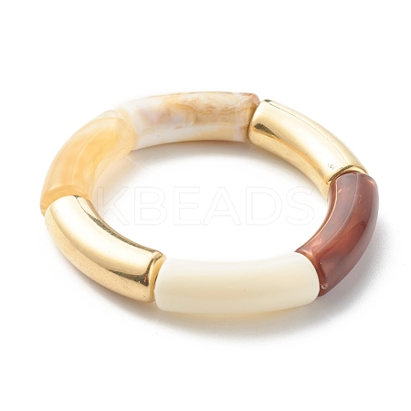 Chunky Curved Tube Beads Stretch Bracelet for Teen Girl Women X-BJEW-JB06991-01-1