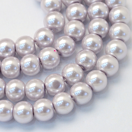 Baking Paint Pearlized Glass Pearl Round Bead Strands HY-Q003-4mm-25-1