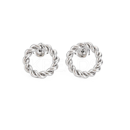 Non-Tarnish 304 Stainless Steel Twist Rope Ring Stud Earrings for Woman EJEW-N097-006P-1