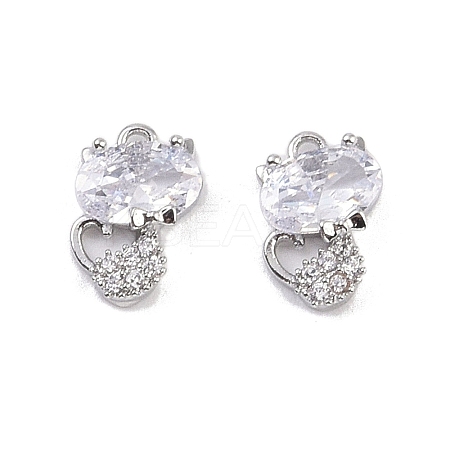 Brass Micro Pave Clear Cubic Zirconia Pendants KK-K351-31P-1