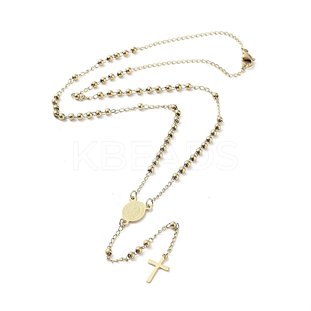 202 Stainless Steel Rosary Bead Necklaces LS-NJEW-D060-01B-G-1