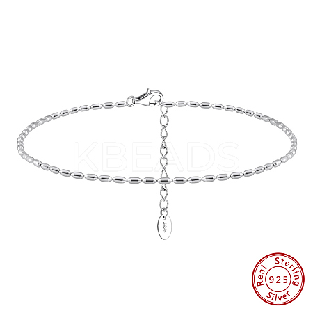 925 Sterling Silver Anklet AJEW-Z029-19P-1