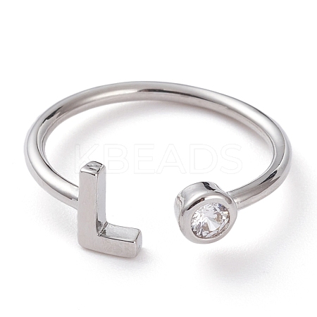 Brass Micro Pave Clear Cubic Zirconia Cuff Rings RJEW-Z005-L-P-1